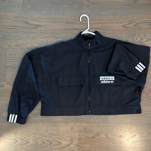 Adidas cropped black long sleeve bomber jacket.